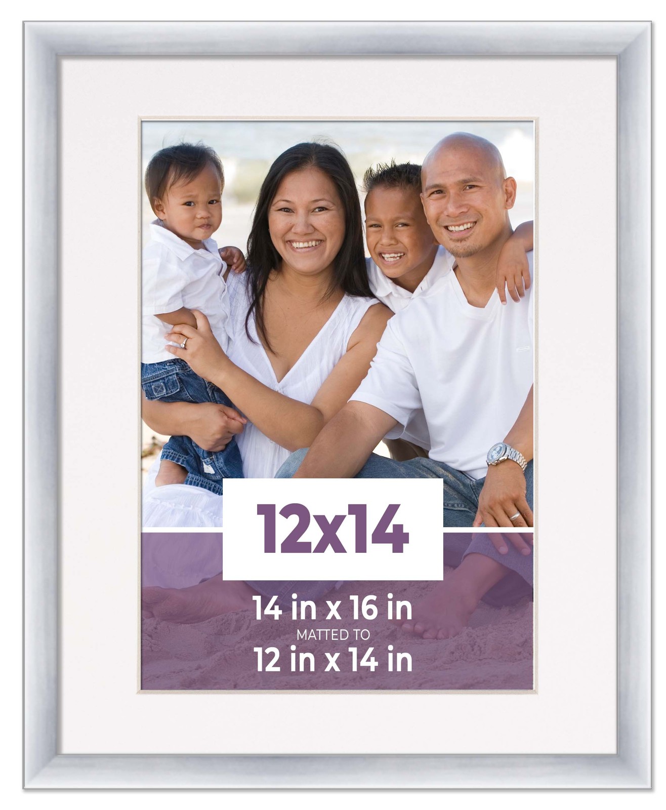 12×14 Frame Silver With White Picture Mat For 12×14 Photo – Silver 14×16 Frame T