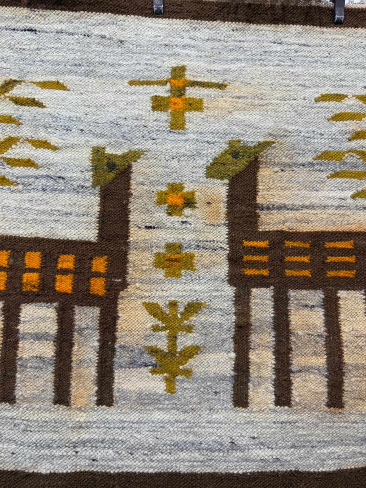 Vintage Beautiful Hand Woven Polish Polandi Wool Weaving Tapestry Kilim Rug