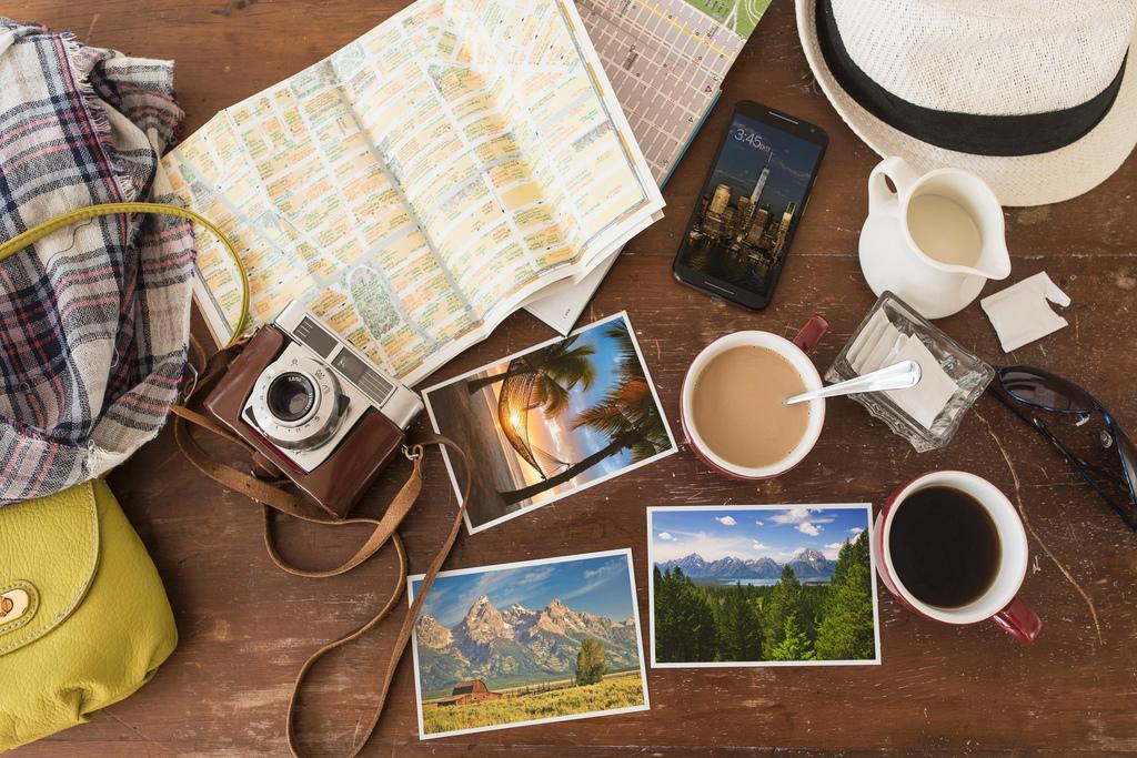 Travel Montage Coffee Maps Postcards Phone Photo Poster 24×36