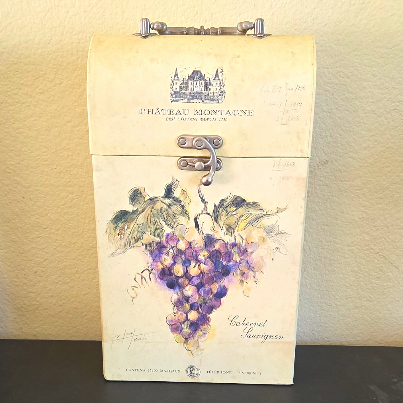 Tri-Coastal Design Chateau Montagne Wine Box, Wood/Metal, 12x7x4&Prime; Lidded