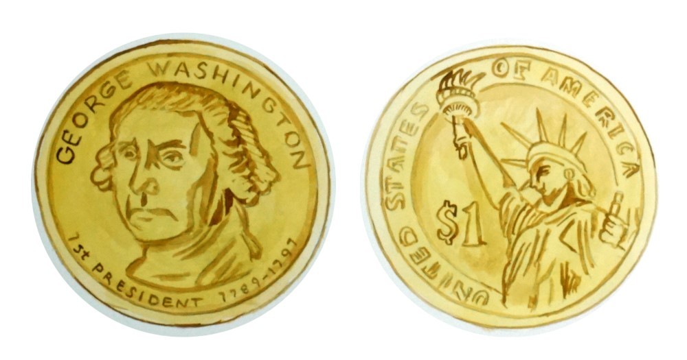 Decal Vinyl Sticker Washington $1 Gold Coin Made in USA