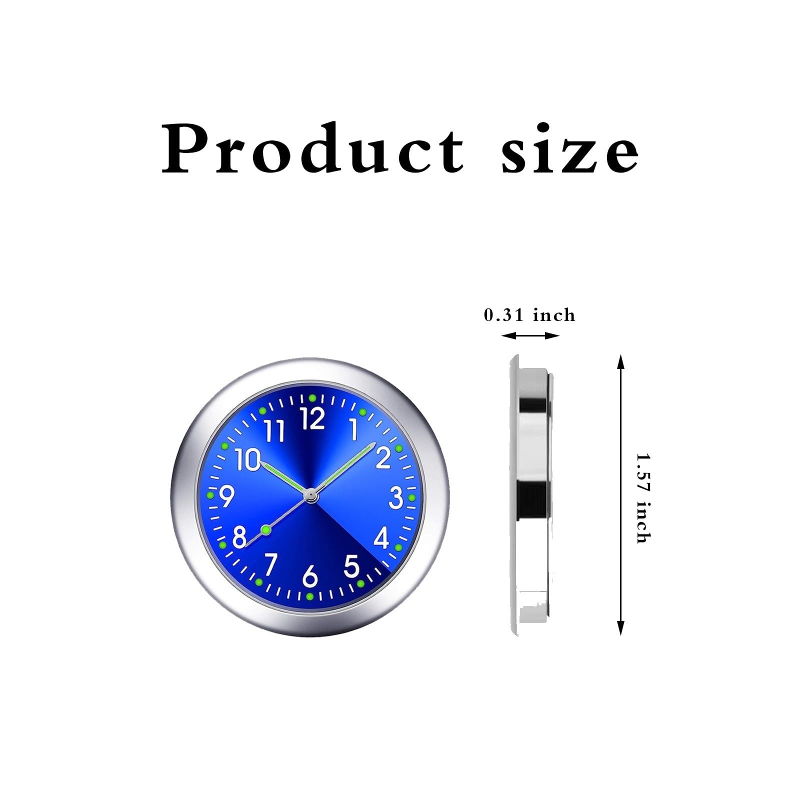 Mini reloj para coche para salpicadero, 3,8 cm (1,5 pulgadas), metal resistente