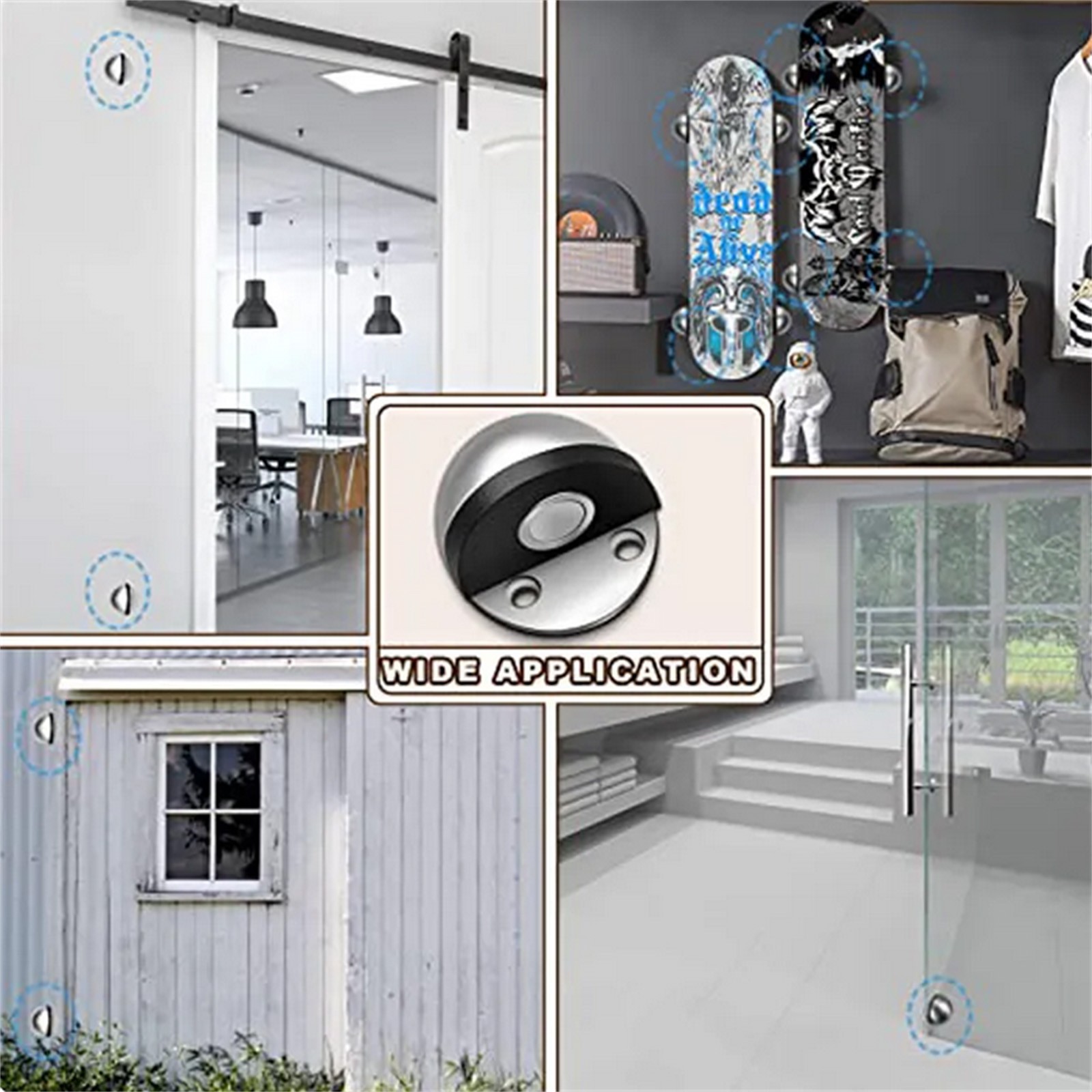 Silver Stainless Steel Magnetic Anti-collision Punch-free Door Stopper qq
