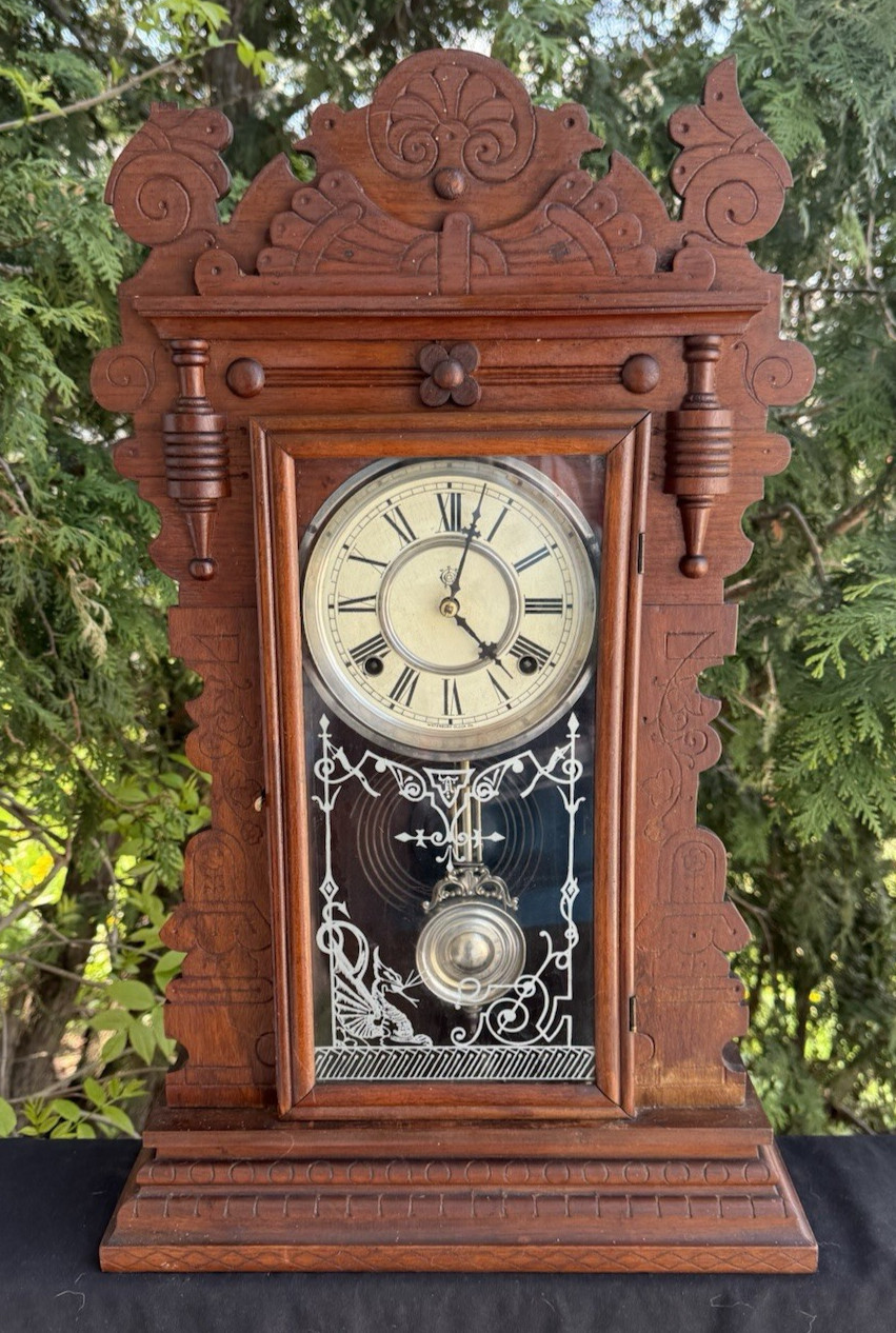 Antique 1893 Waterbury BOARDMAN Mantle Clock – SEE VIDEO – ALL ORIGINAL