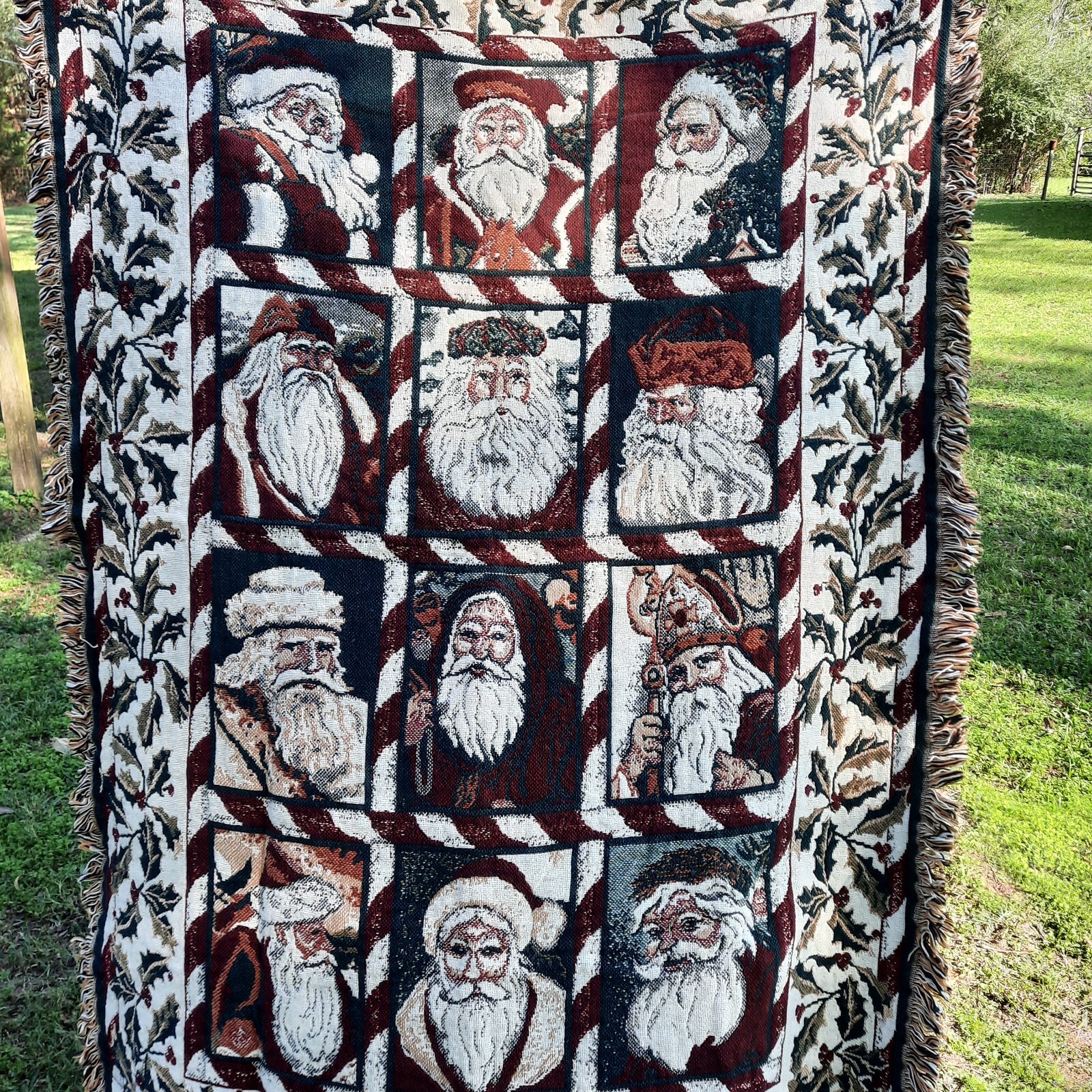 Goodwin Weavers Faces Of Santa Triple Woven Afghan Throw 48×67 New Open Package