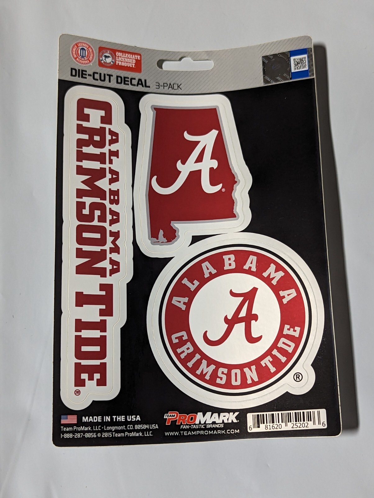 Alabama Crimson Tide 3-Pack Die-cut Decals Stickers Sheet Measures 5&Prime; x 7&Prime; New!