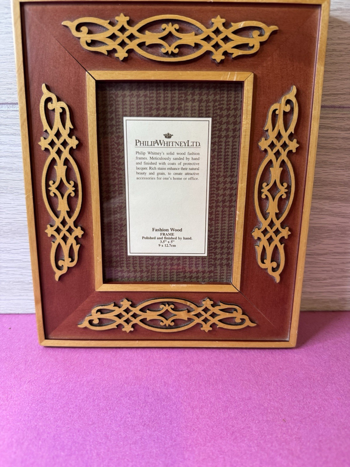 Vintage Philip Whitney Fashion Wood Picture Frame For 3.5”x 5” Photo