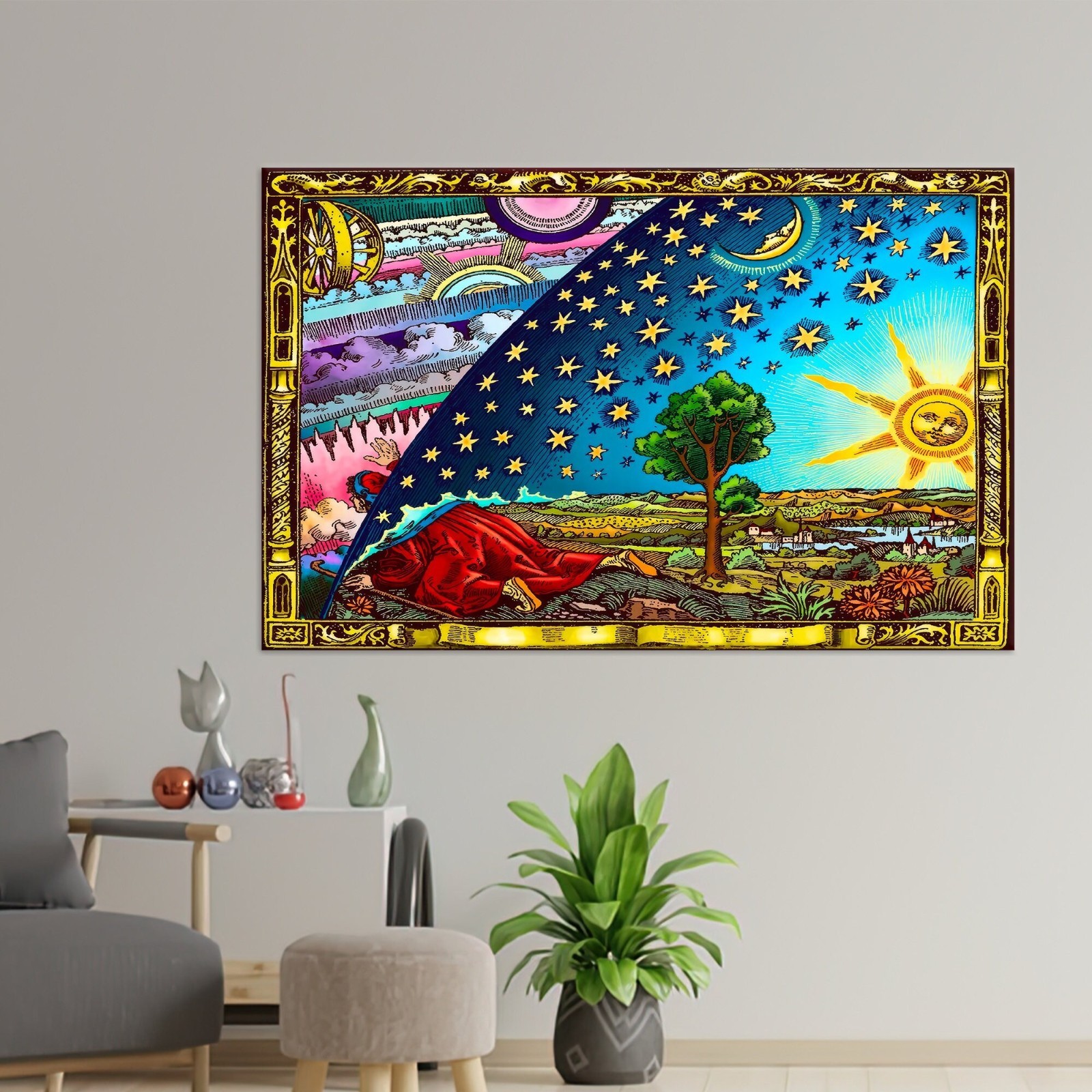 Vintage Flammarion Engraving Astronomy Poster Cosmos Universe Wall Decor Print