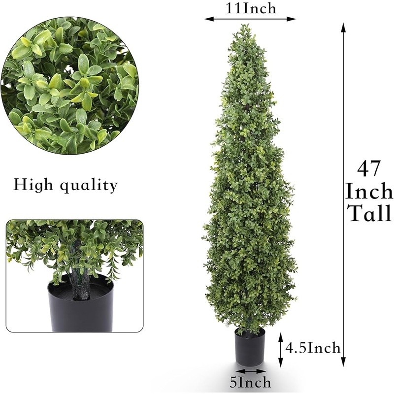 Artificial Boxwood Topiary Tree Easy Care Indoor Outdoor Faux Green Plant Decor