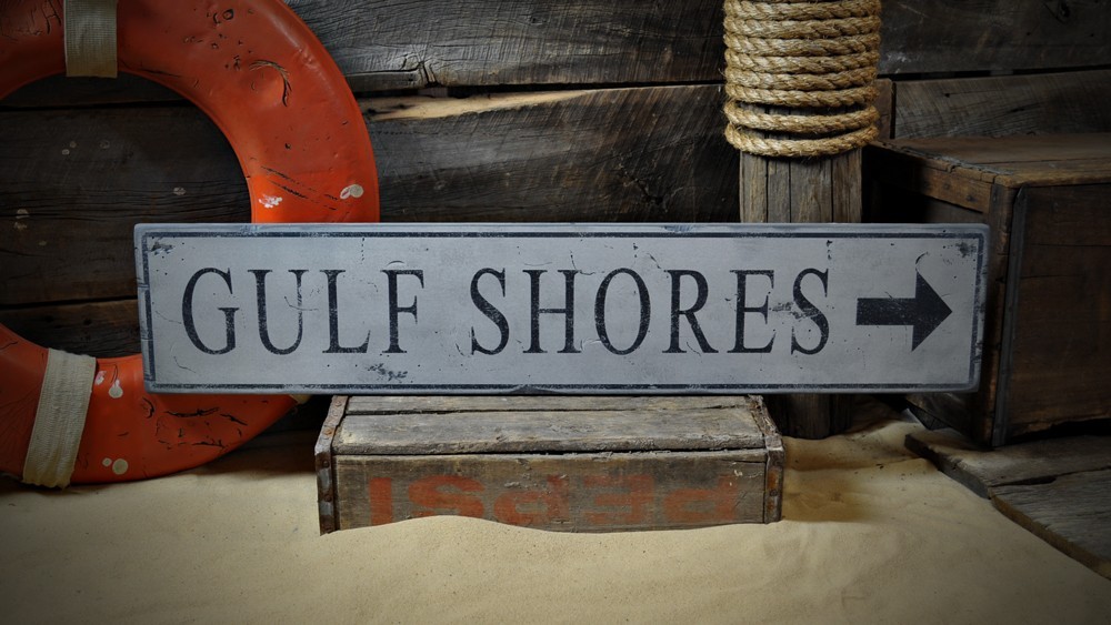 Custom Gulf Shores Arrow Sign – Rustic Hand Made Vintage Wooden Sign