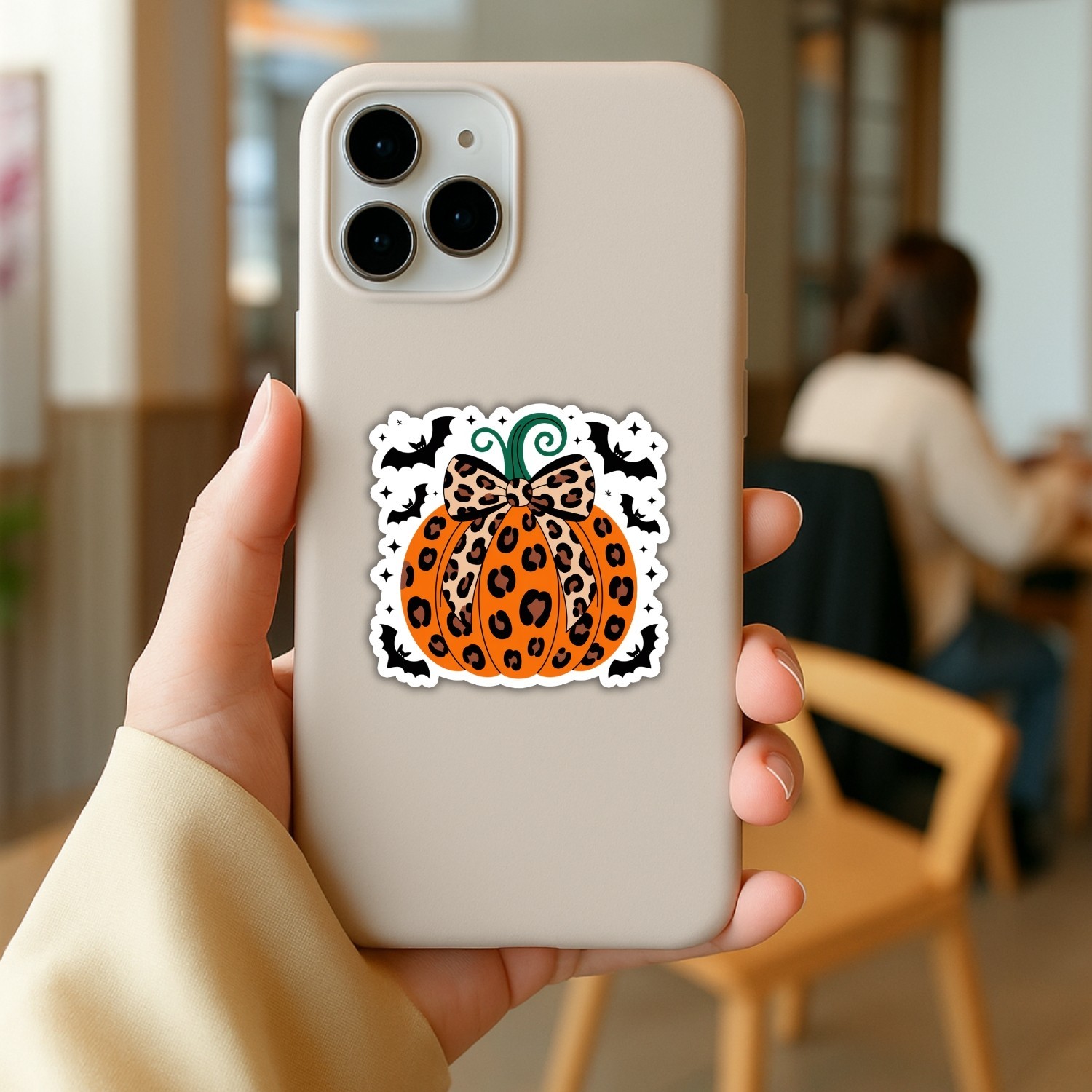 4pcs Leopard Print Pumpkin Stickers – Halloween Fall Vinyl Decals