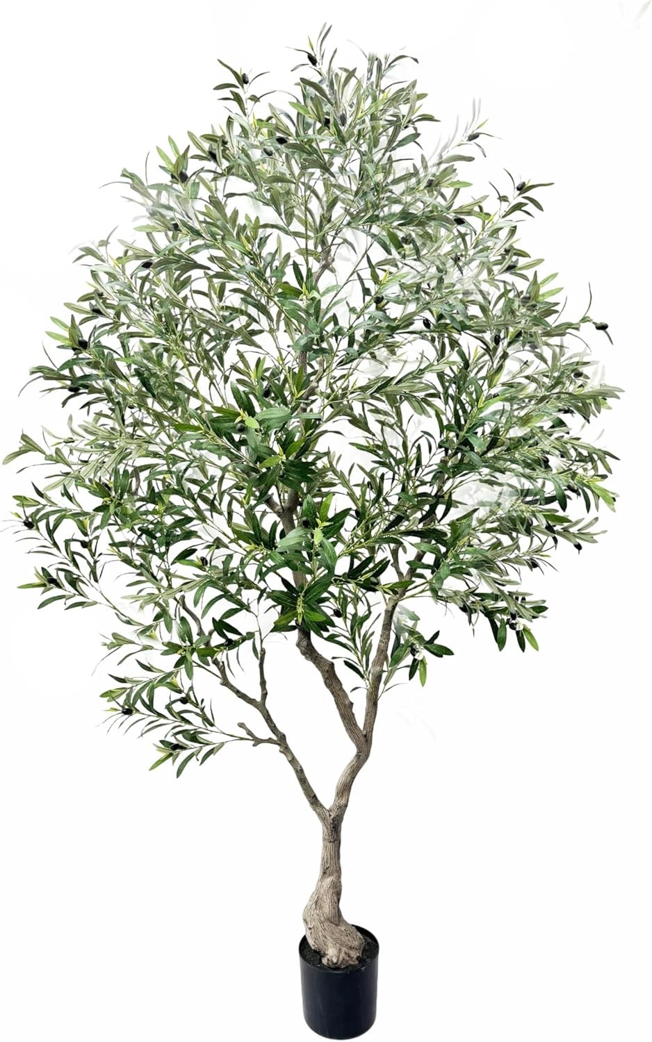 8FT Tall Artificial Olive Tree, Large Faux Olive Tree with Black Pot, UV