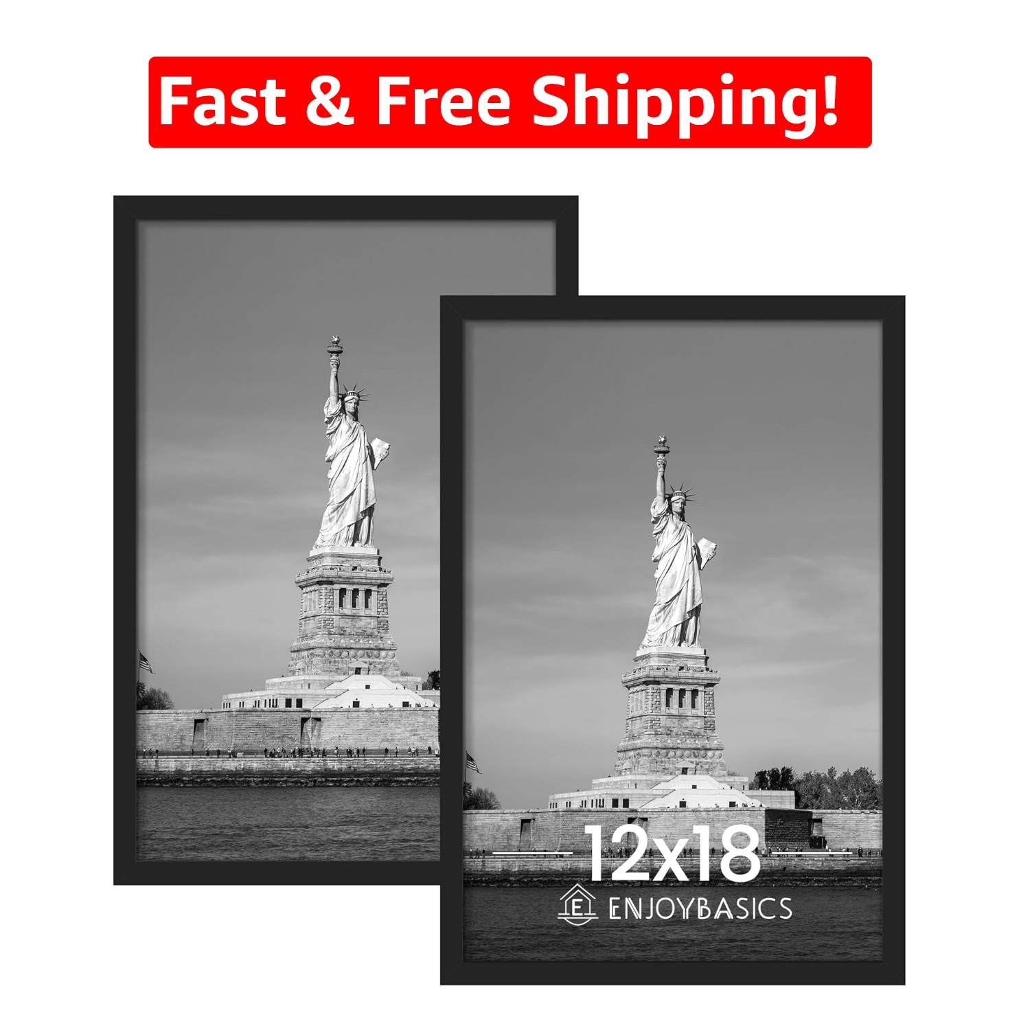 Modern Matted 12×18 Picture Frames in Black, Perfect for Gifting – 2 Pack