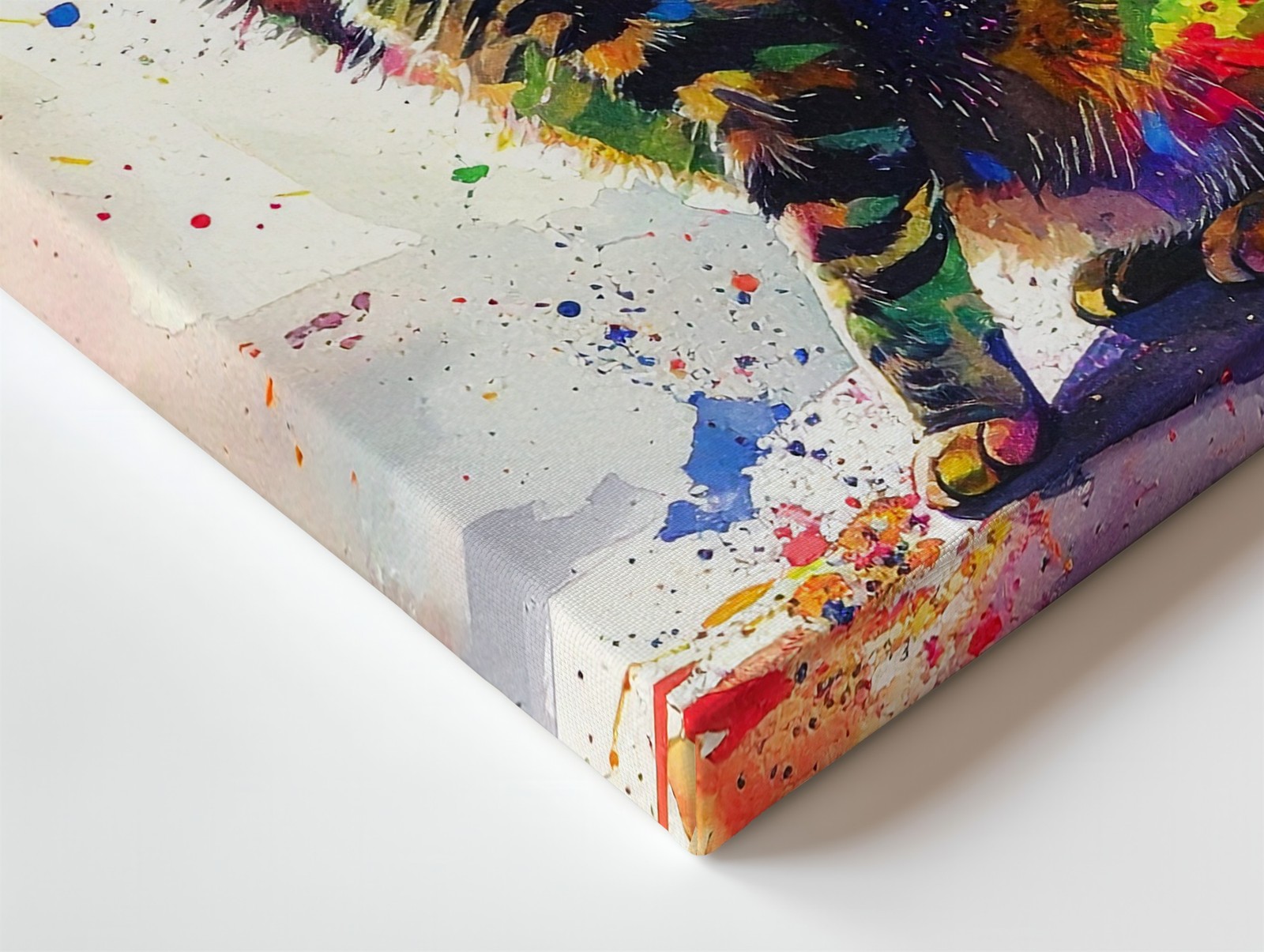 Dynamic Abstract Cat Canvas Colorful Watercolor Feline Art Embrace The Energy