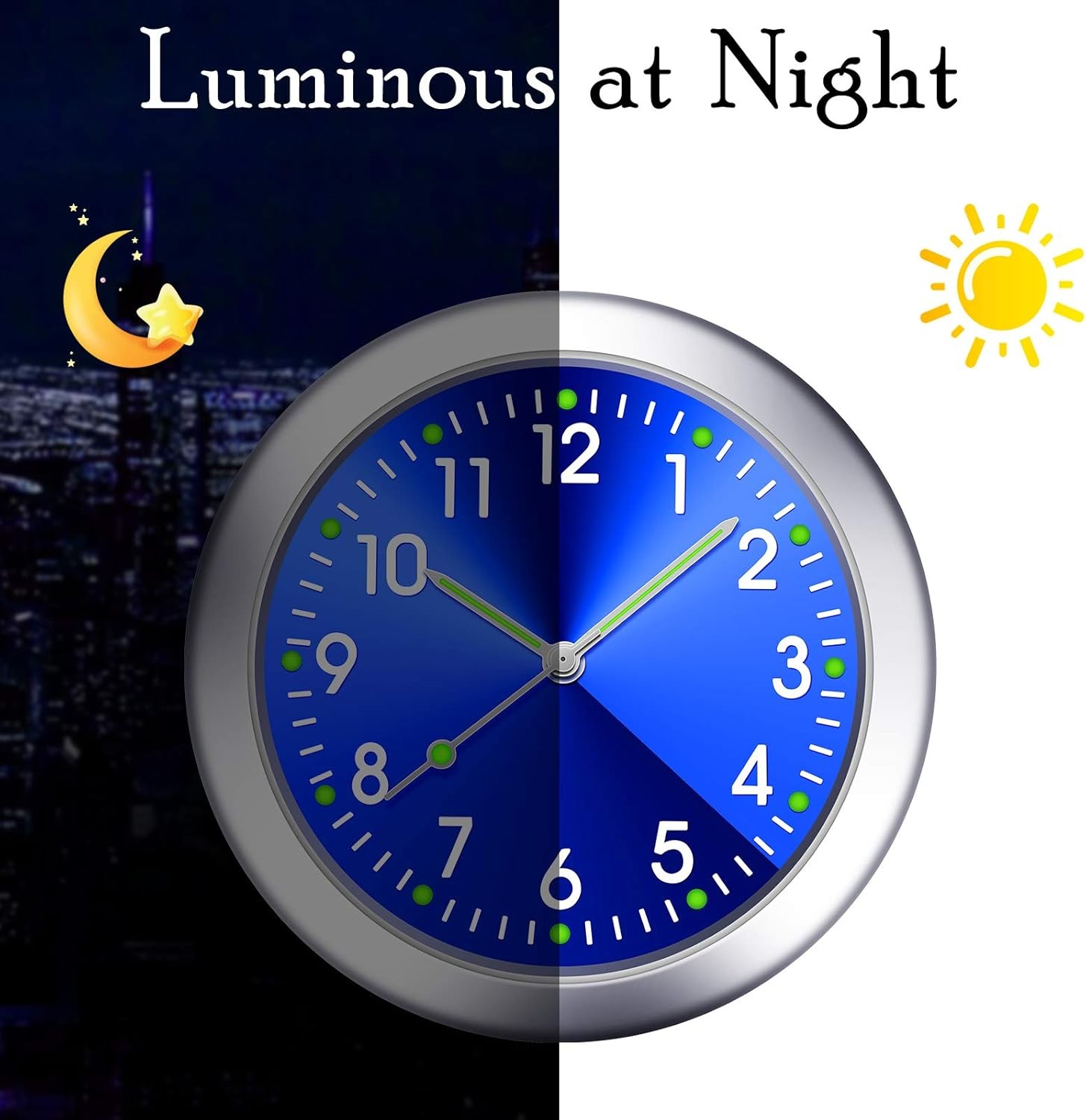 Mini Car Dashboard Clock Vehicle Luminous Clock with Adhesive for Boat Truck SUV