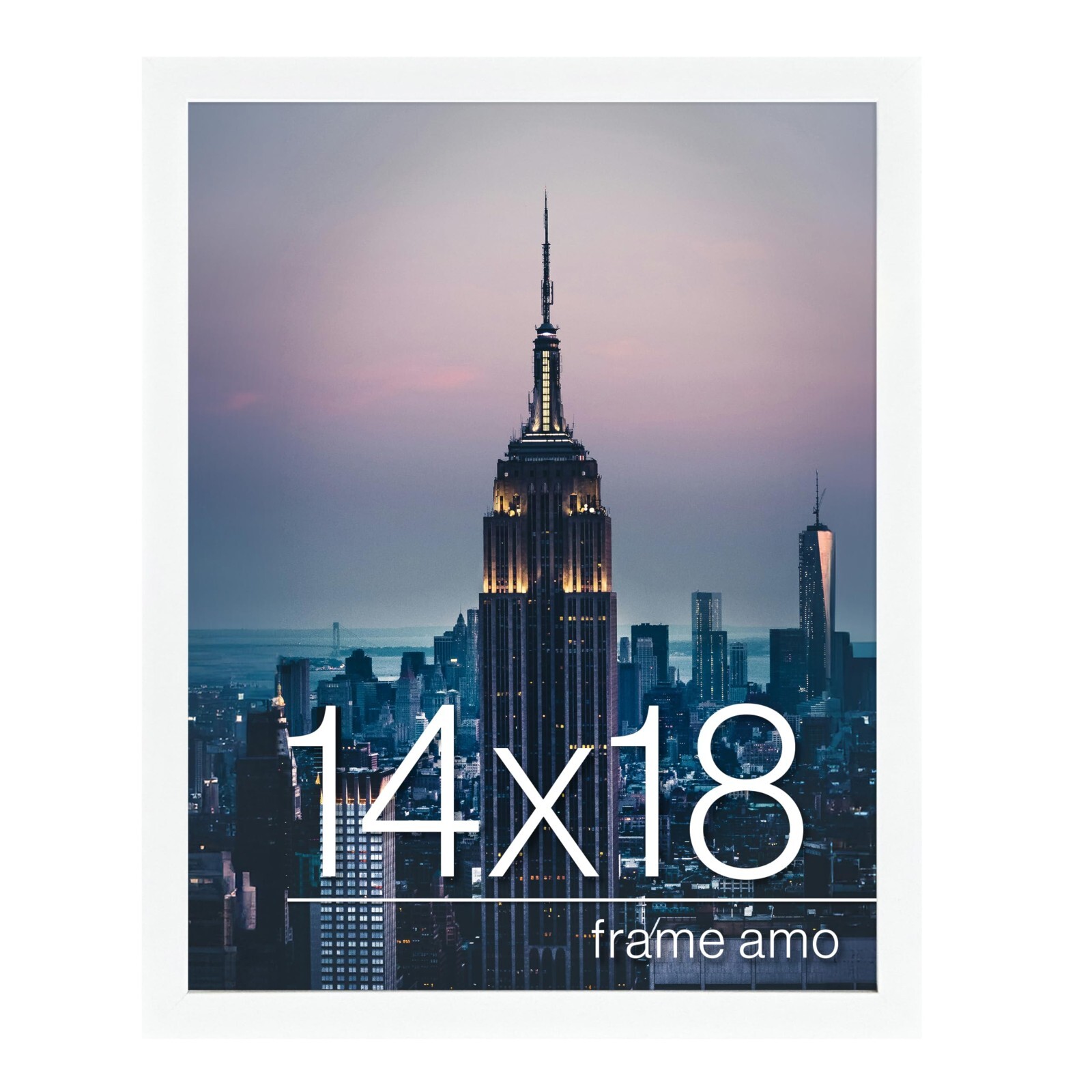 White 14×18 Picture or Poster Frame, 1 inch Wide Border Smooth Finish Acrylic Fr