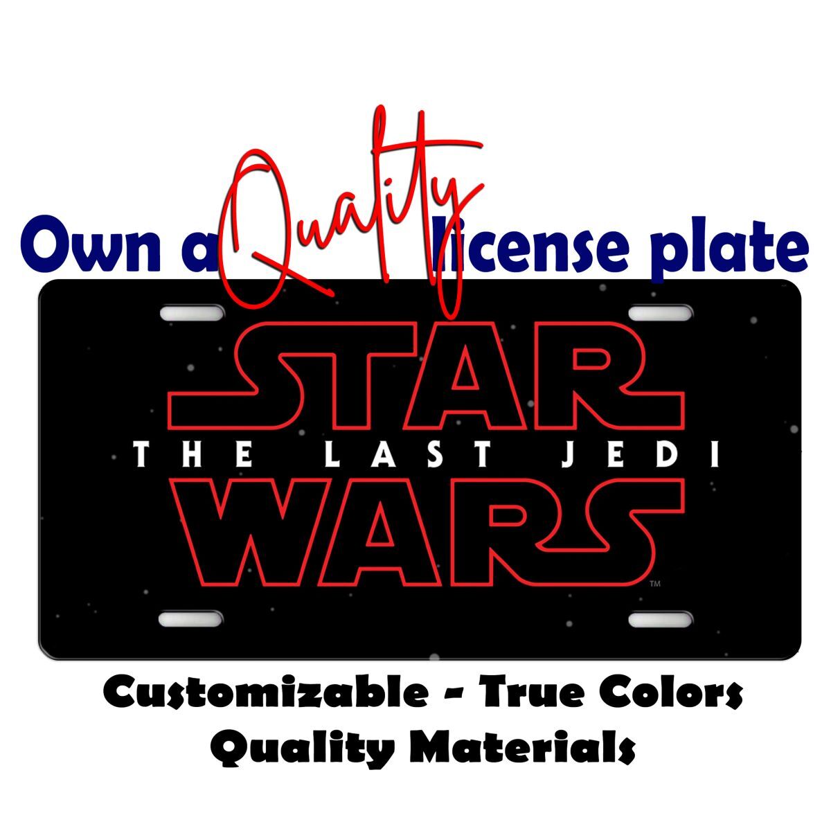 Star Wars The Last Jedi license plate frame Car Moped Bike Key chain Luggage Tag