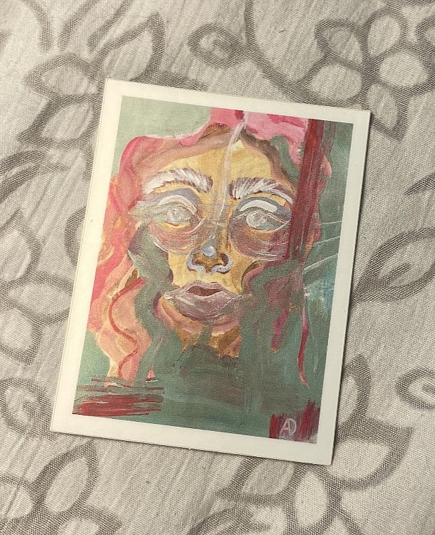 Sticker of Abstract Woman in Green and Pink (2.5 inches)