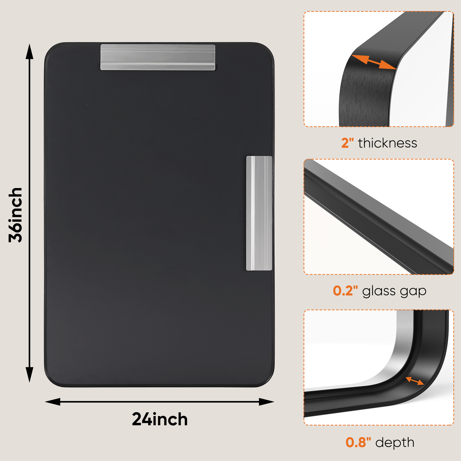 Black Metal Framed Vanity Mirror for Bathroom in 3 Sizes – Anti-Rust Finish