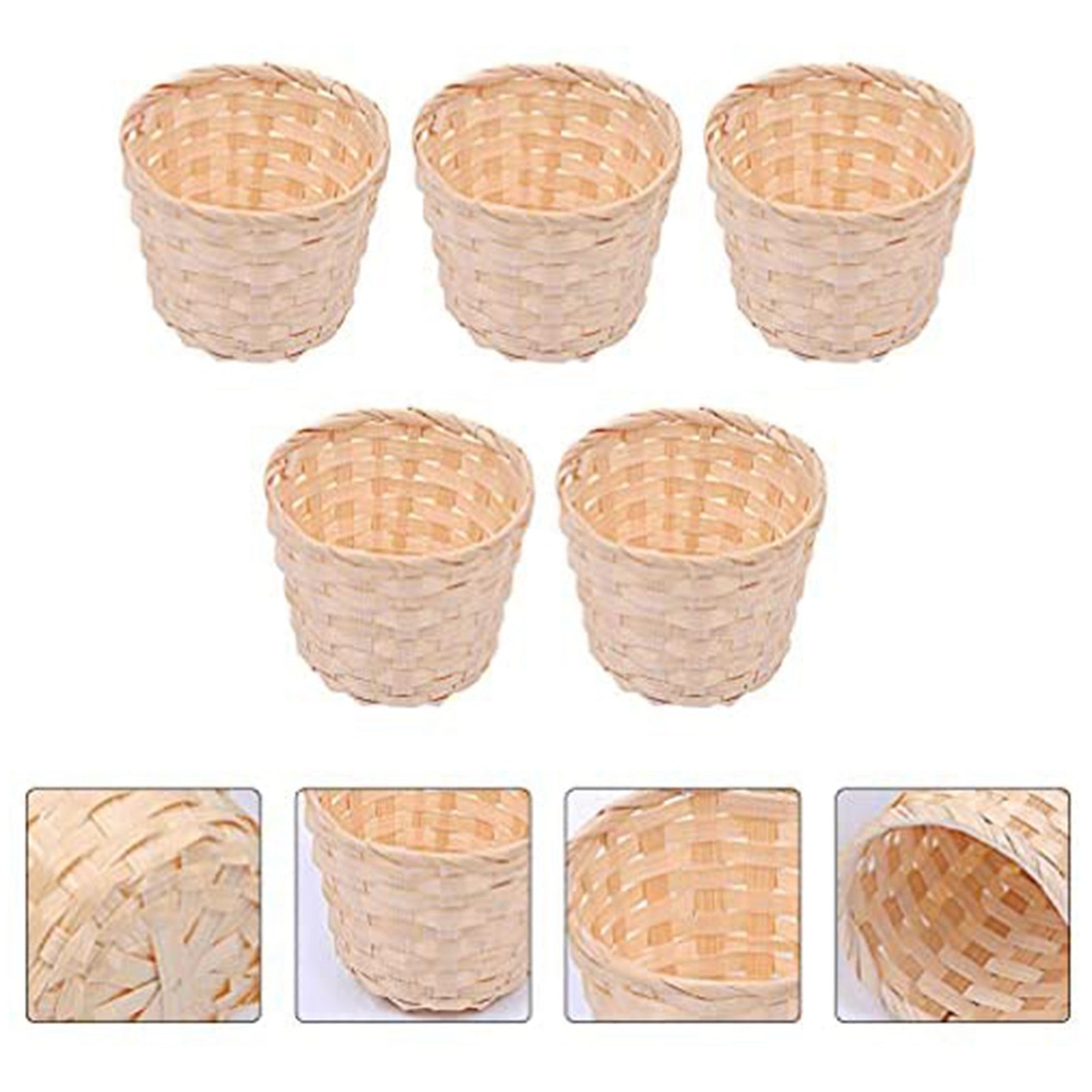 5PCS Woven Baskets Without Handles for Party Favors Crafts Decor Suitable2011
