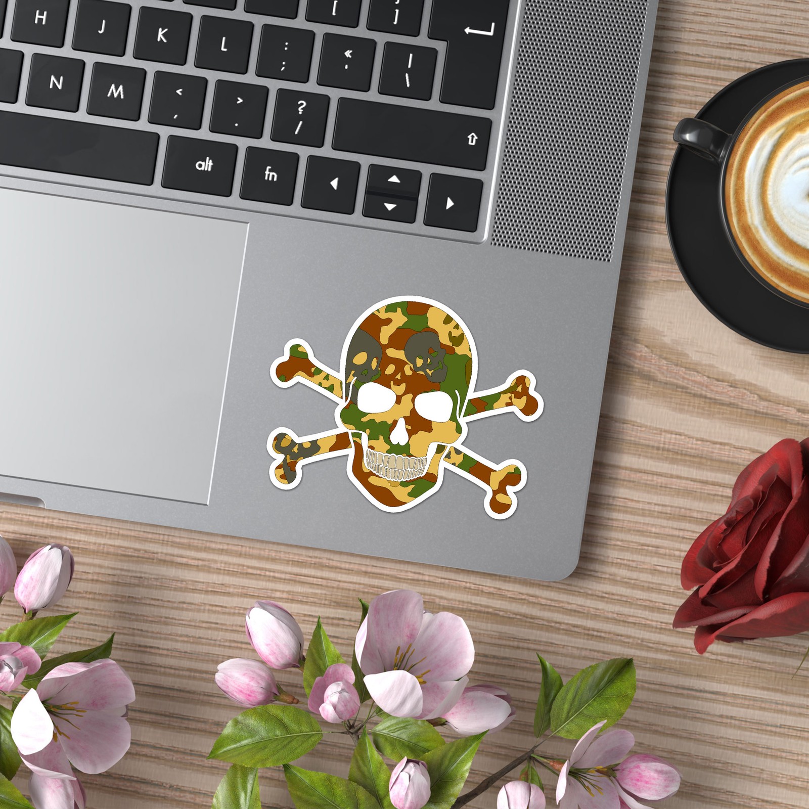 Camo Camouflage Skull – Vinyl Decal Sticker – Car Window Laptop – ebn9003