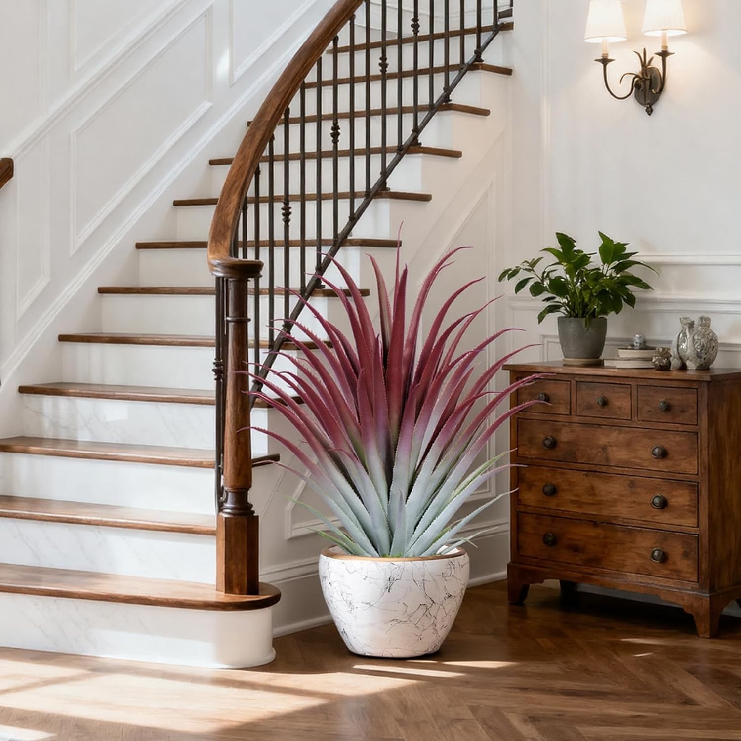 2ft Fake Spiked Agave Plant – Red Artificial Aloe Vera Plant 26 Inch – Tall