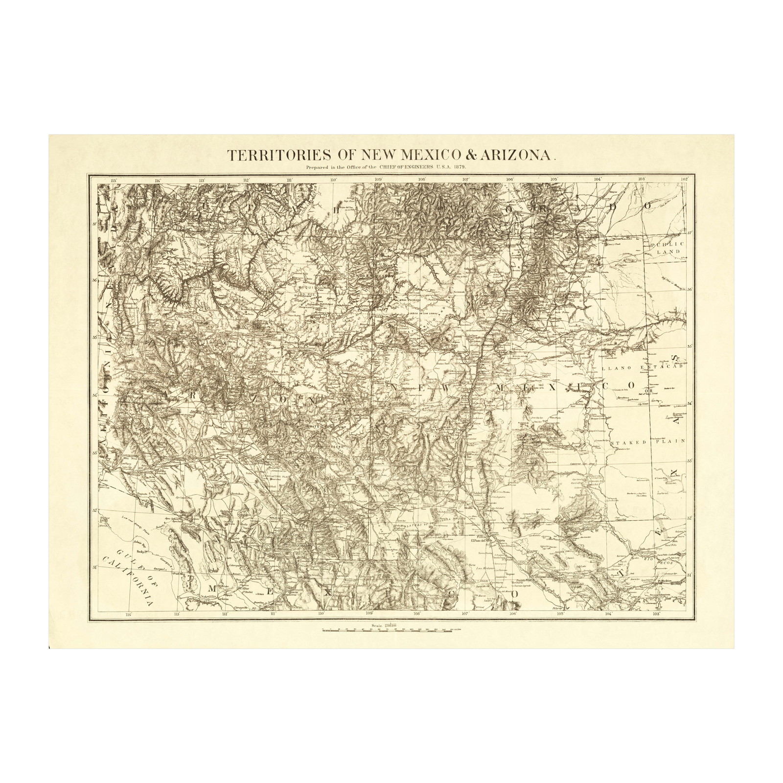 Old Map of New Mexico 1879 – Vintage New Mexico Art