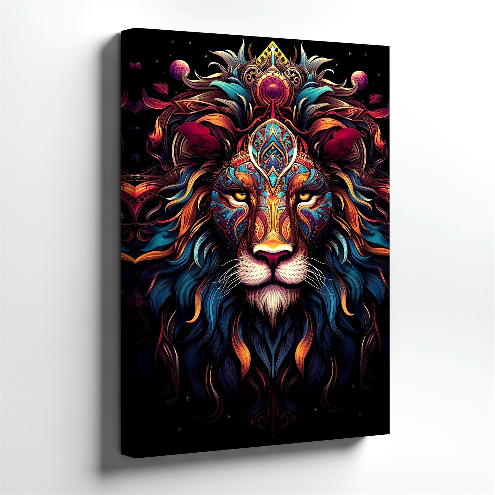 Wall Art Colorful Lion Portrait Psychedelic Fantasy Animal Poster Print Decor