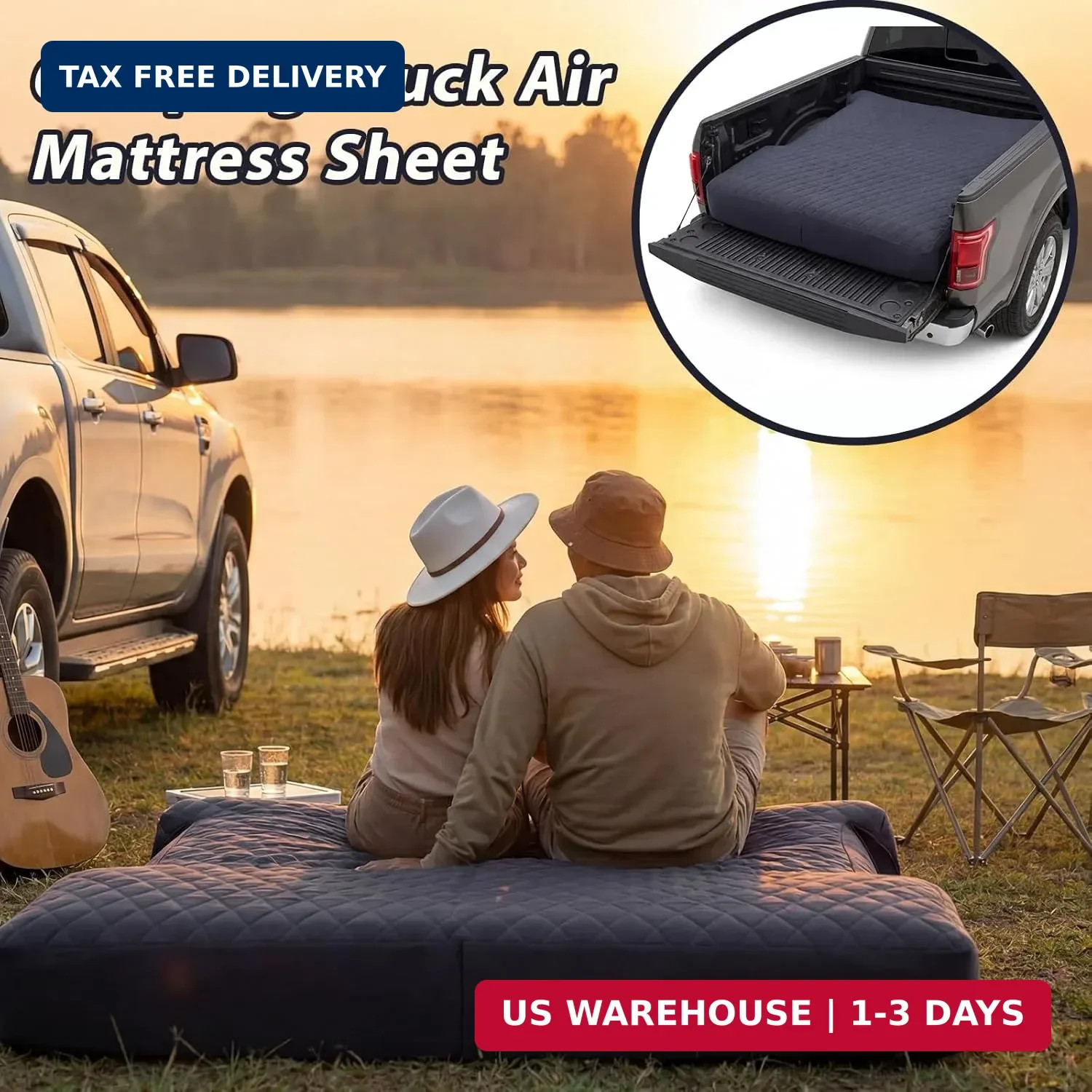 Truck Bed Air Mattress Sheet for 5.5 to 5.8 ft Full Size Pickup Trucks Waterproo