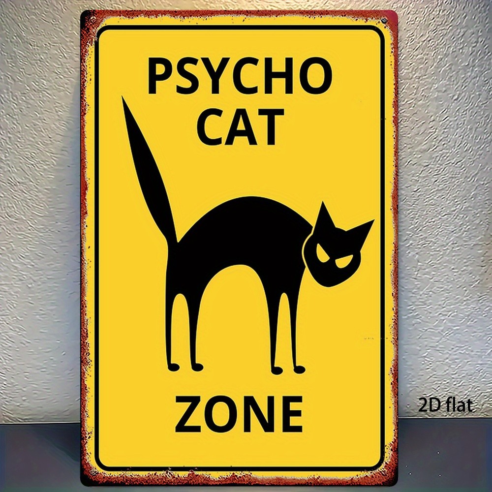 Wooden « Spooky Cat Zone » Sign – Yellow Black Retro Horror Decor