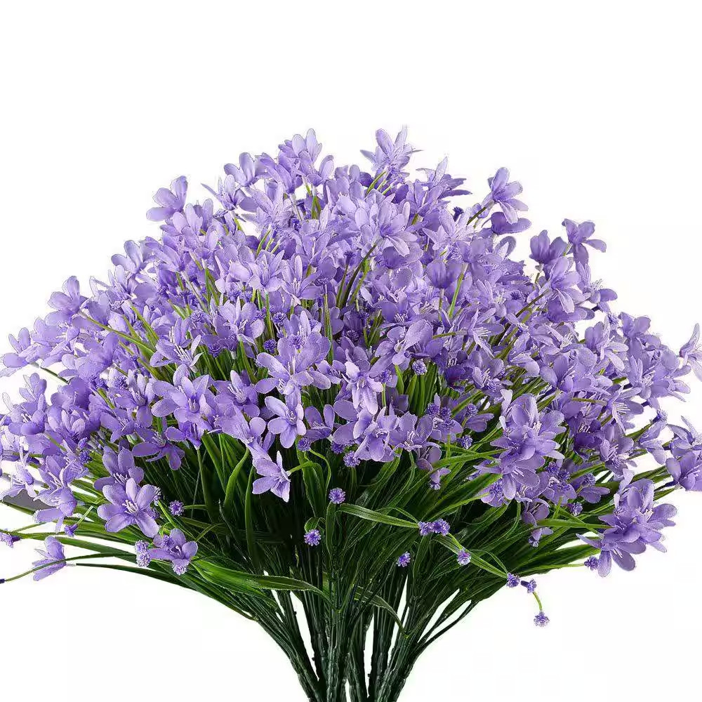 14 In. Purple 20 Bundles Artificial Daffodils Other Flowers, Fake Greenery UV Re