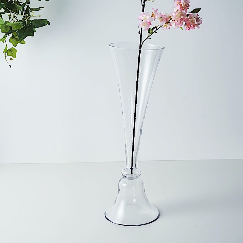 2 CLEAR 24&Prime; Reversible Trumpet GLASS VASES Wedding Party Events Centerpieces