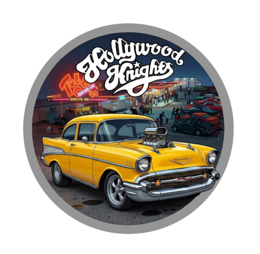 Car Classic « 57 Chevy » Hollywood Knights 4&Prime; Vinyl Decal Handmade Vehicle Cooler