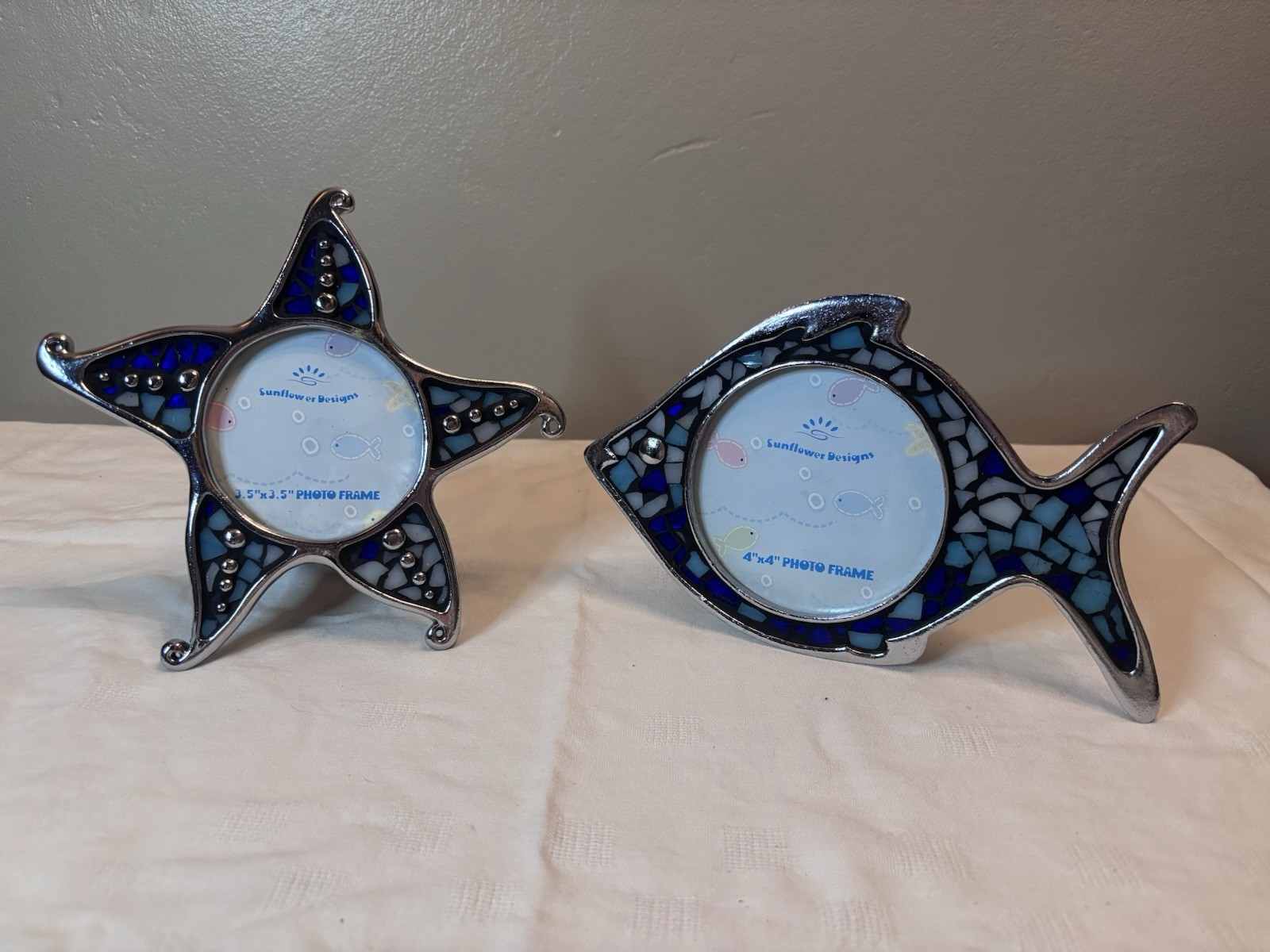 Sunflower Designs Blue & Green Mosaic Fish & Starfish Picture Frames