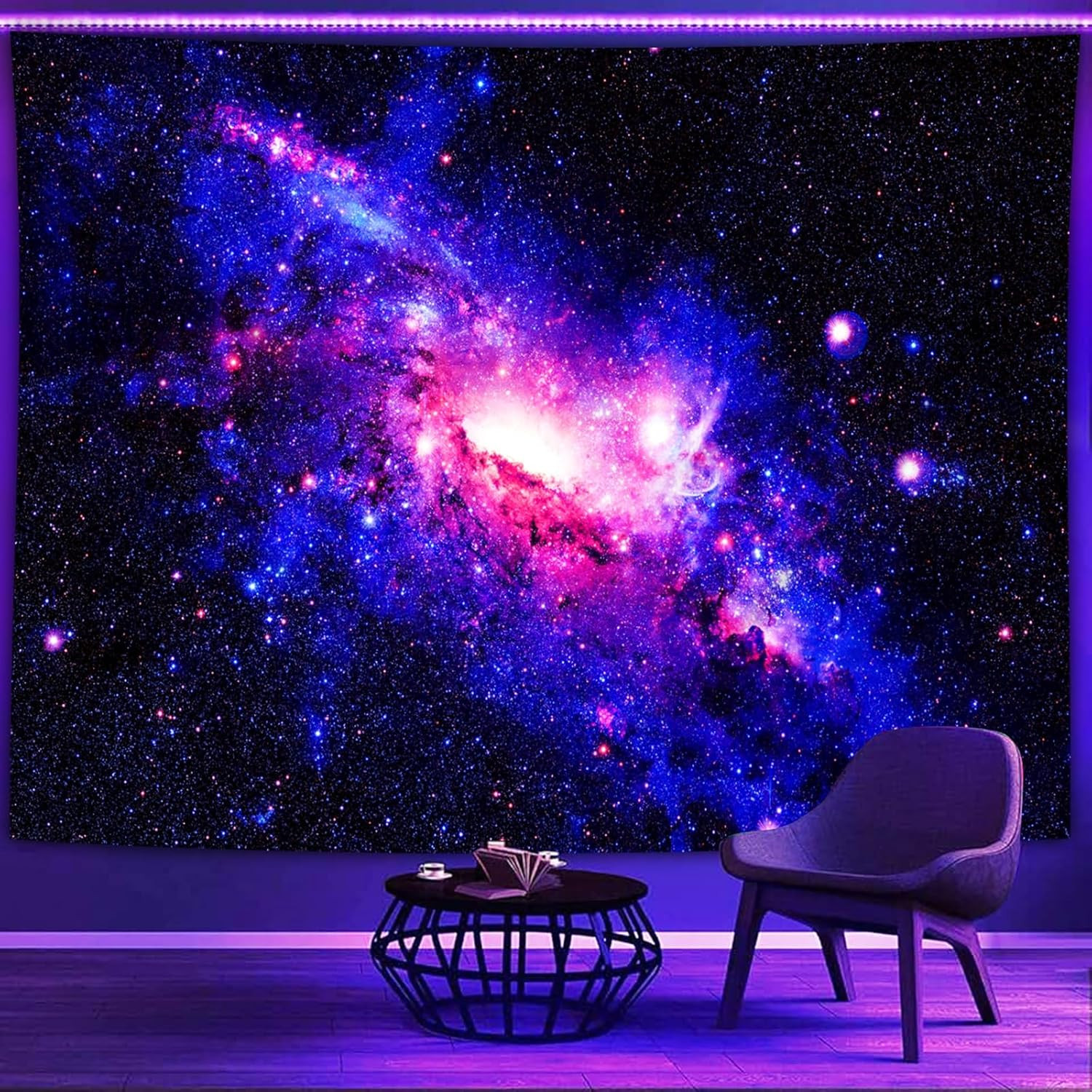 Black Light Posters for Adults, Galaxy Blacklight Tapestry Trippy Space Wall Sta