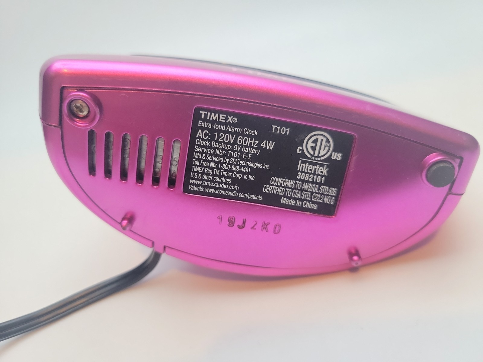 Timex Digital Alarm Clock Metallic Pink Red LED Display T101 Retro Y2K Style