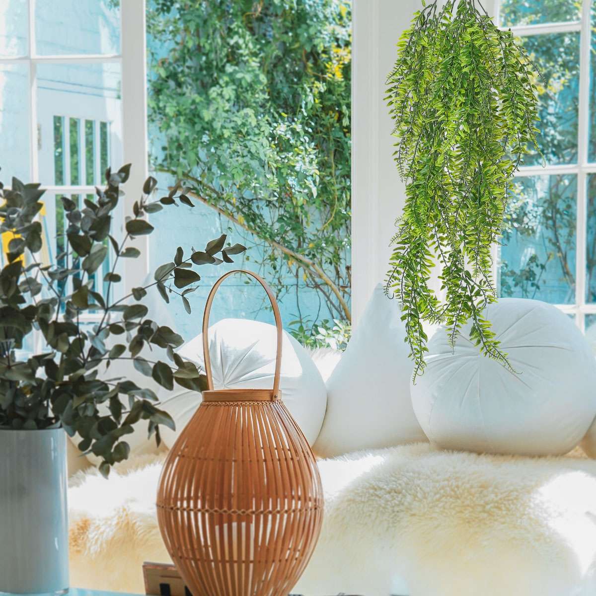 1/2/3Pcs Ferns Artificial Rattan Plastic Fake Hanging Plant Vine Outdoor Decor