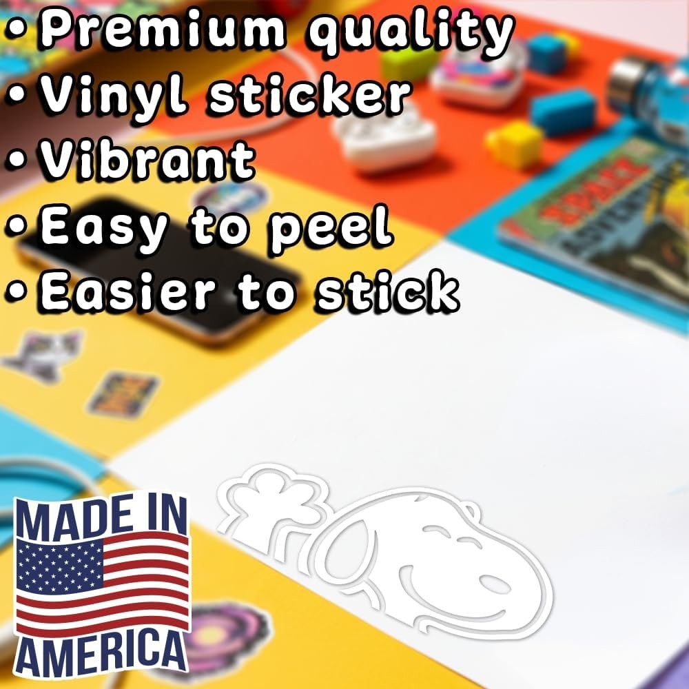 Snoopy Waving Cartoon White Vinyl Decal Window Laptop Bumper Sticker 8×4.2 in