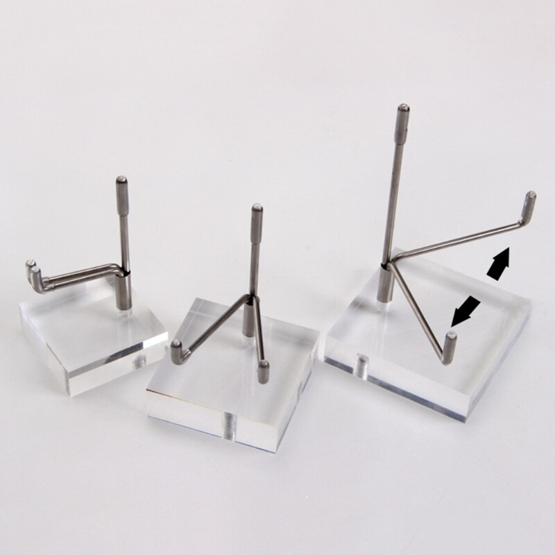 Clear Acrylic Display Stand with Adjustable Metal Arms Easel Holder for Crystal
