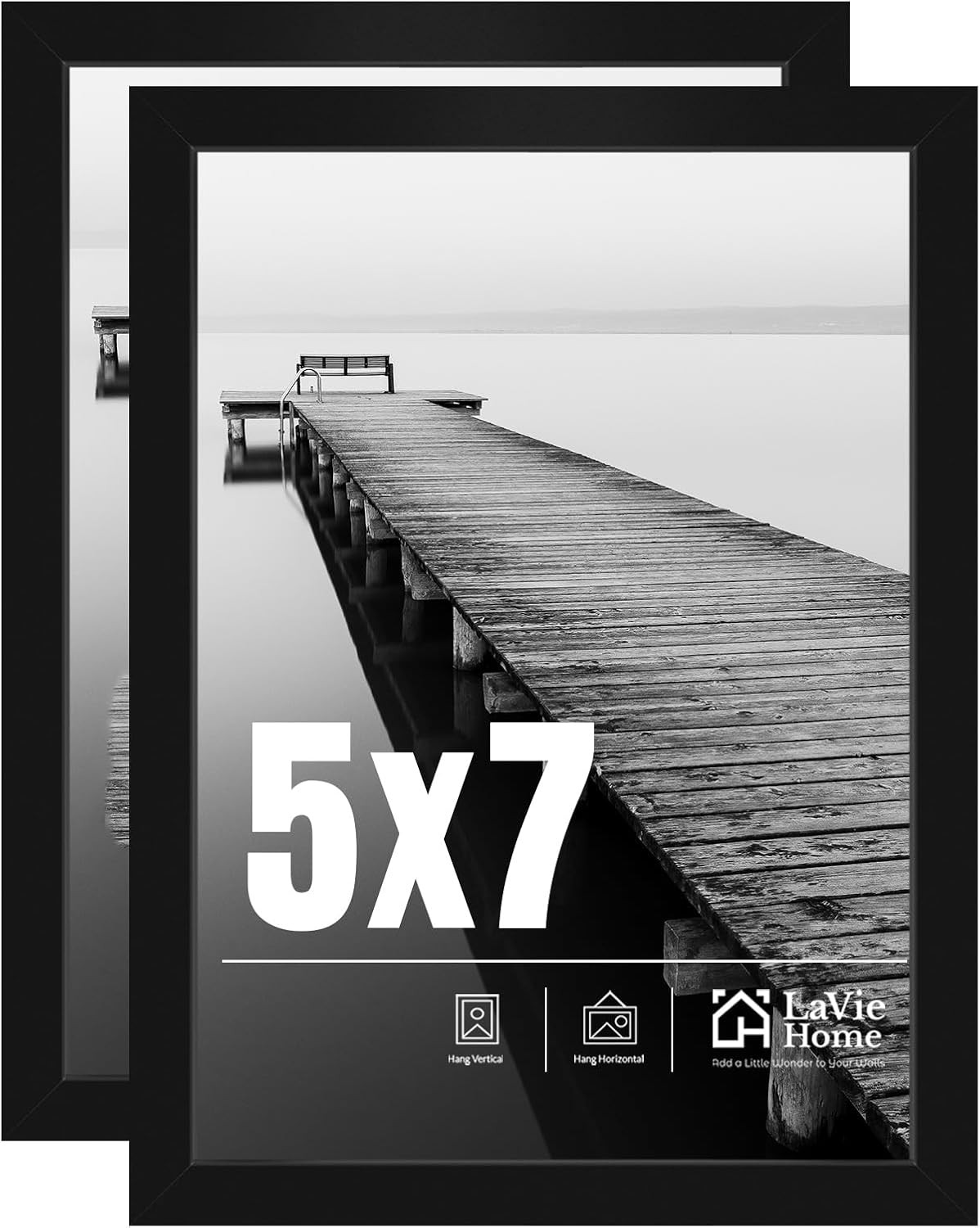5×7 Picture Frame 2 Pack, Black, 5×7, Modern, 2 Count