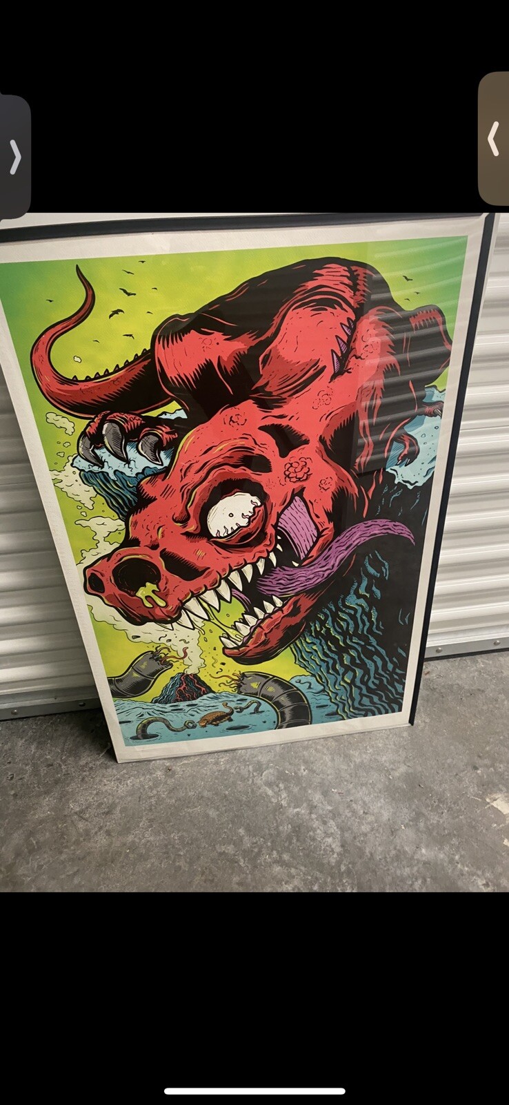 Cartoon T-Rex Mesozoic Era Print, Dinosaur Wall Art, T-Rex Decor,36.5”x24.5”