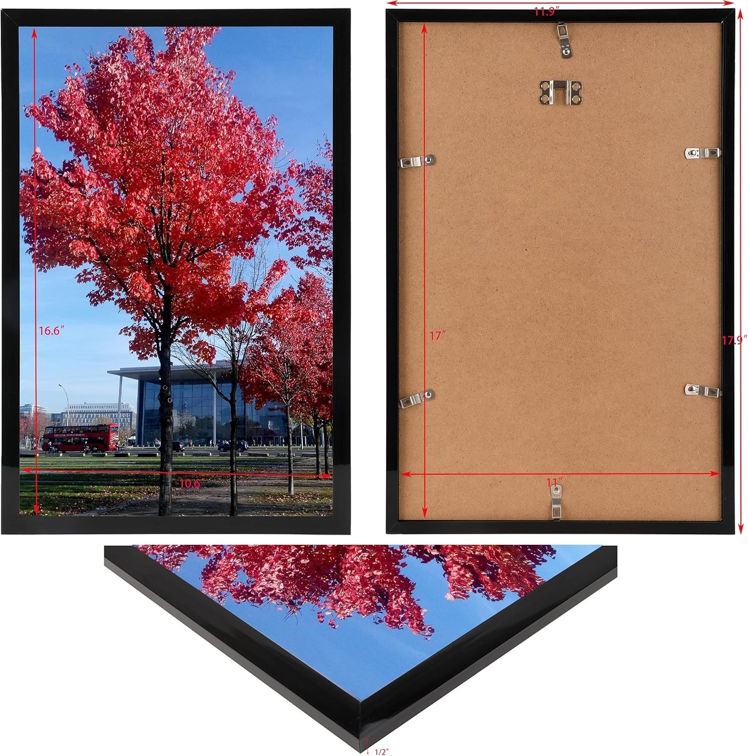 Stylish 11×17 Matte Black Frame for Photos, Posters & Graduation Displays