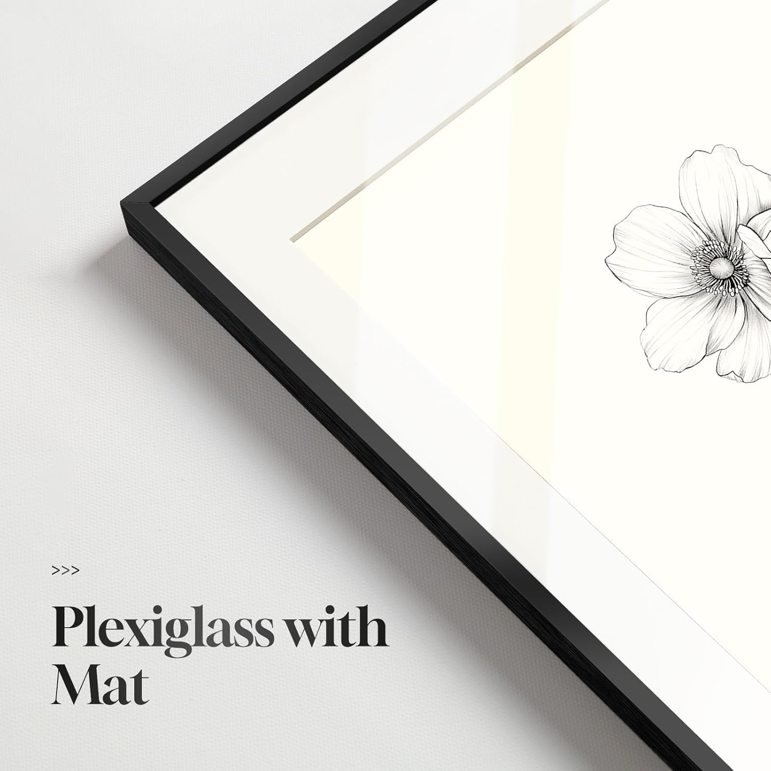 Framed Black & White Botanical Art Set – 4 Minimalist Floral Prints, 8×10 Inch