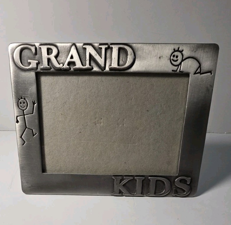 6&Prime;x 4.75&Prime; Grand Kids Picture Frame Metal Finished With Embossed Stick Figure