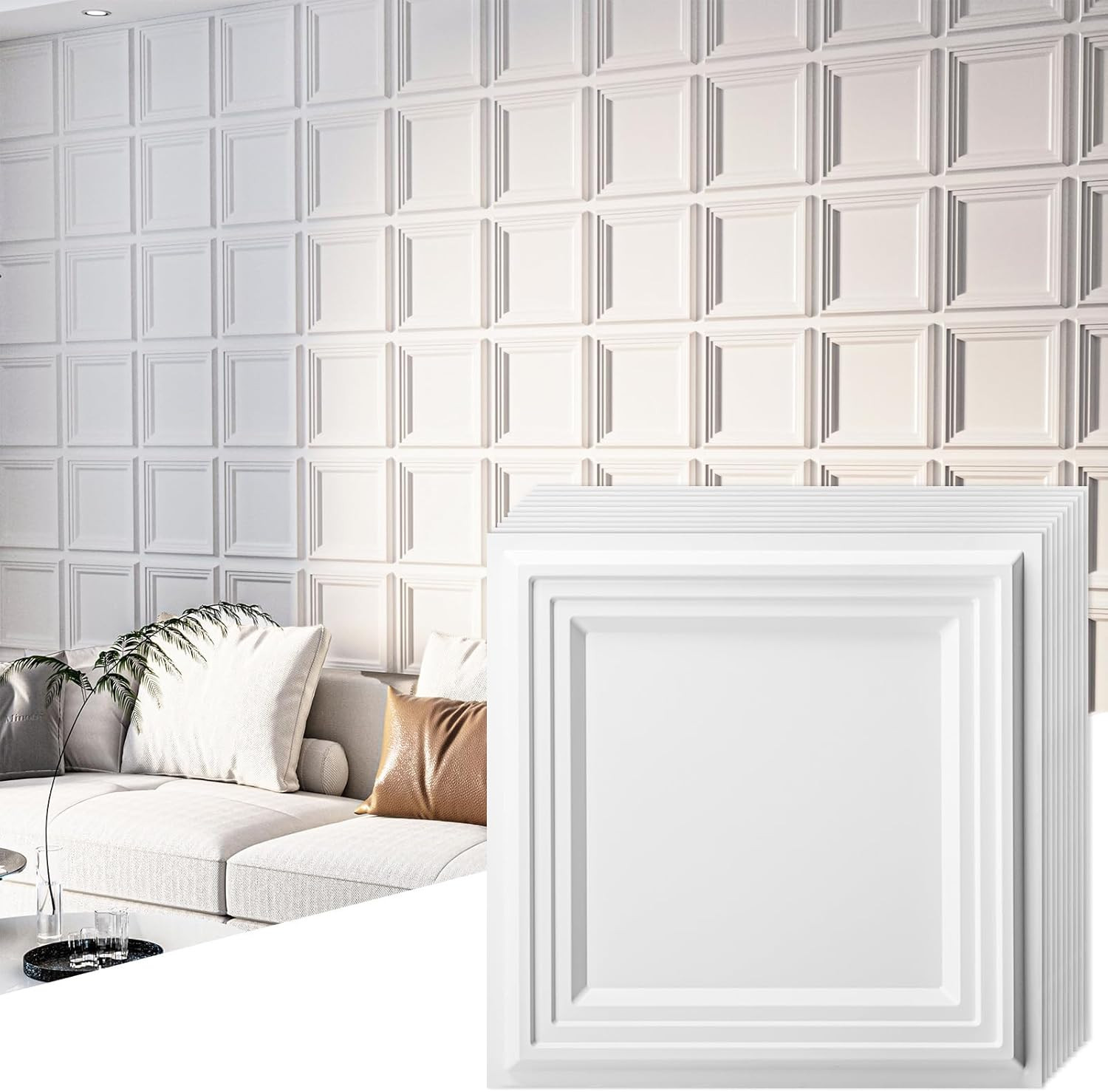 33-Pack 3D Textured Accent Wall Panel for Interior Décor, Waterproof PVC Decorat