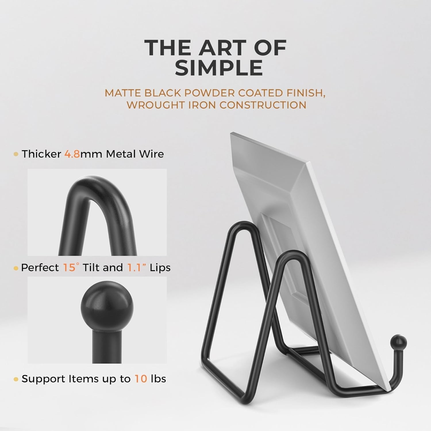 Elegant 3-Inch Plate Display Stands – Matte Black Metal Frame Holder (2-Pack)