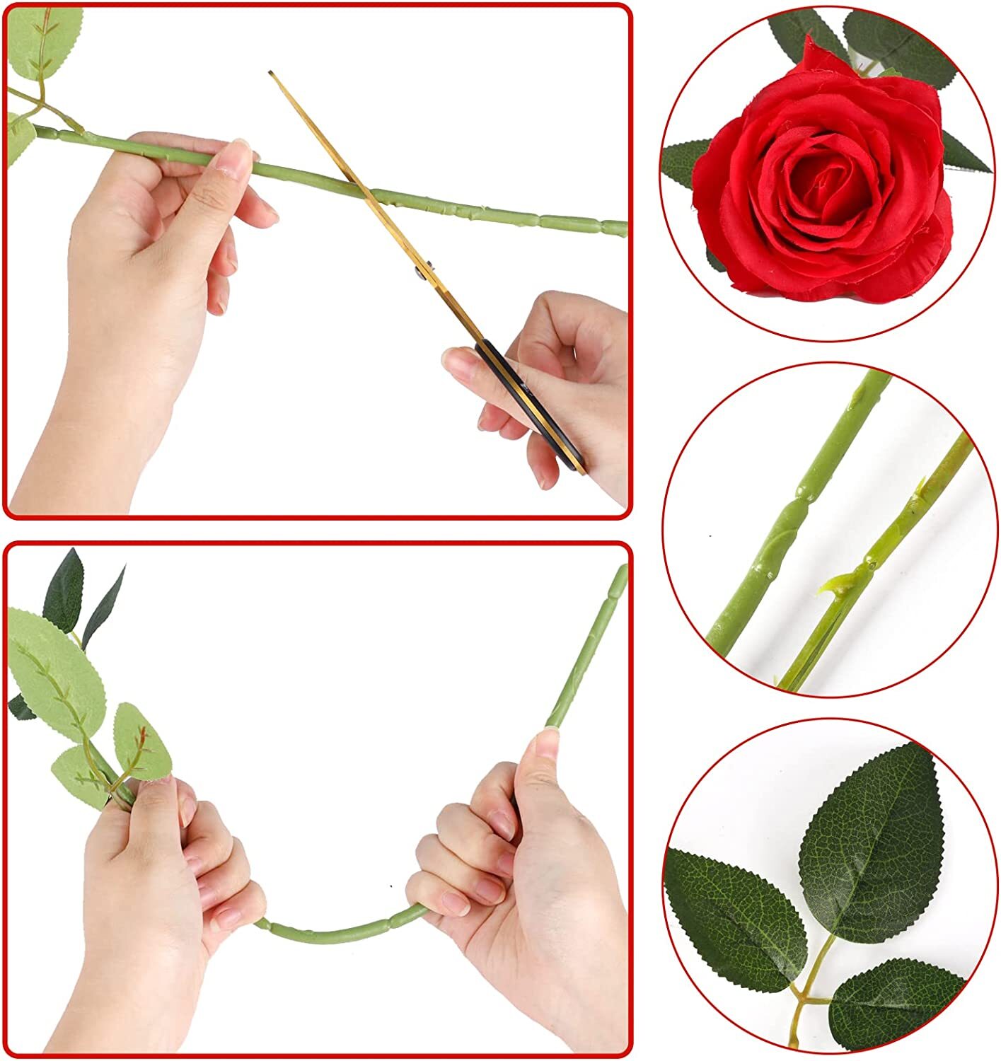 20× Red Silk Roses Artificial Flowers Realistic Bouquet Home Decor Romantic Gift