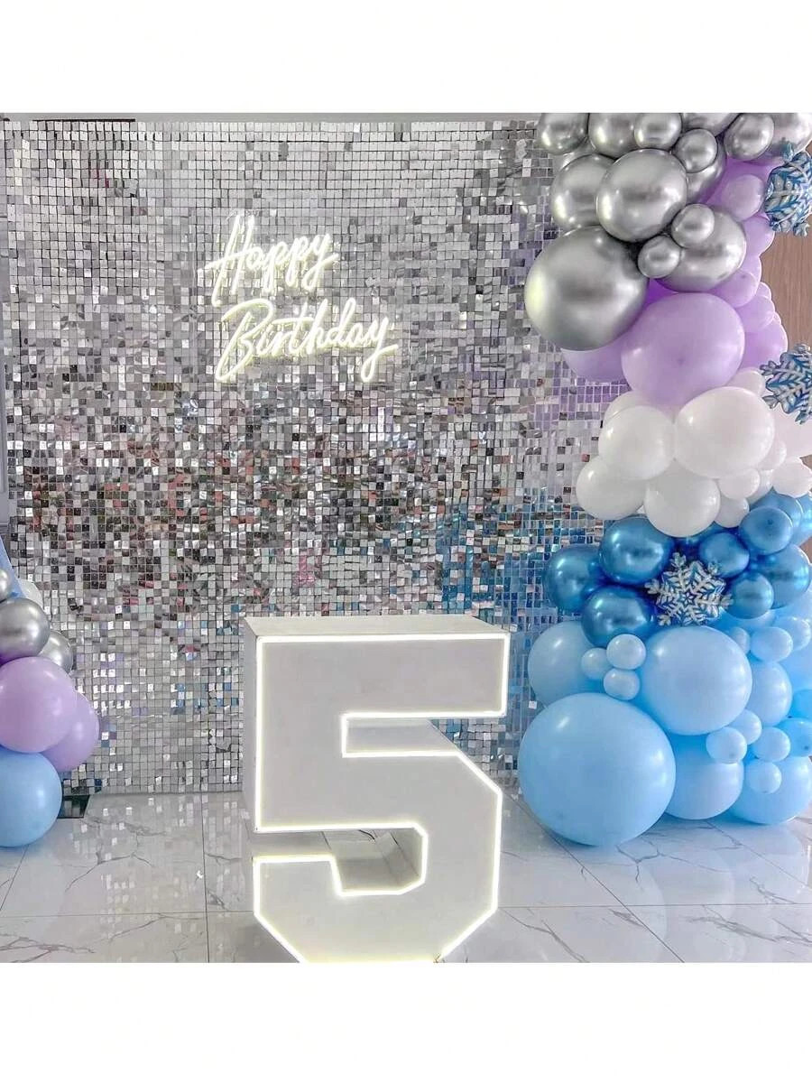 24/30pcs Shimmer Wall Backdrop Square Glitter Panels Birthday Wedding, Silver