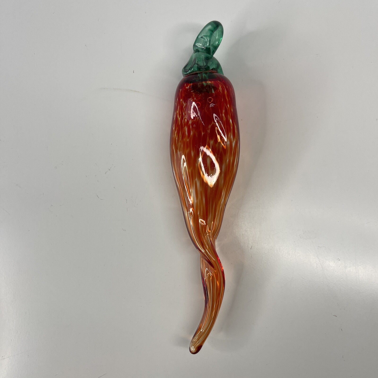 Murano Style Chili Pepper Ornament Blown Glass Italian Cornicello Red Lrg 9”
