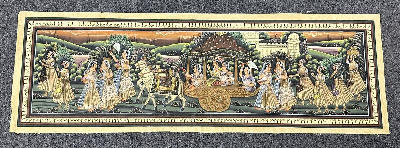 Vintage Wall Hanging Tapestry ~ Indian Wedding Procession ~ 66 in x 23 in